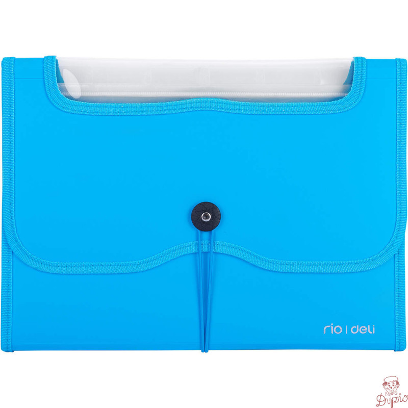 Teczka harmonijkowa z gumką A4 7-przegródek okno PVC RIO niebieska 38127 BLUE DELI