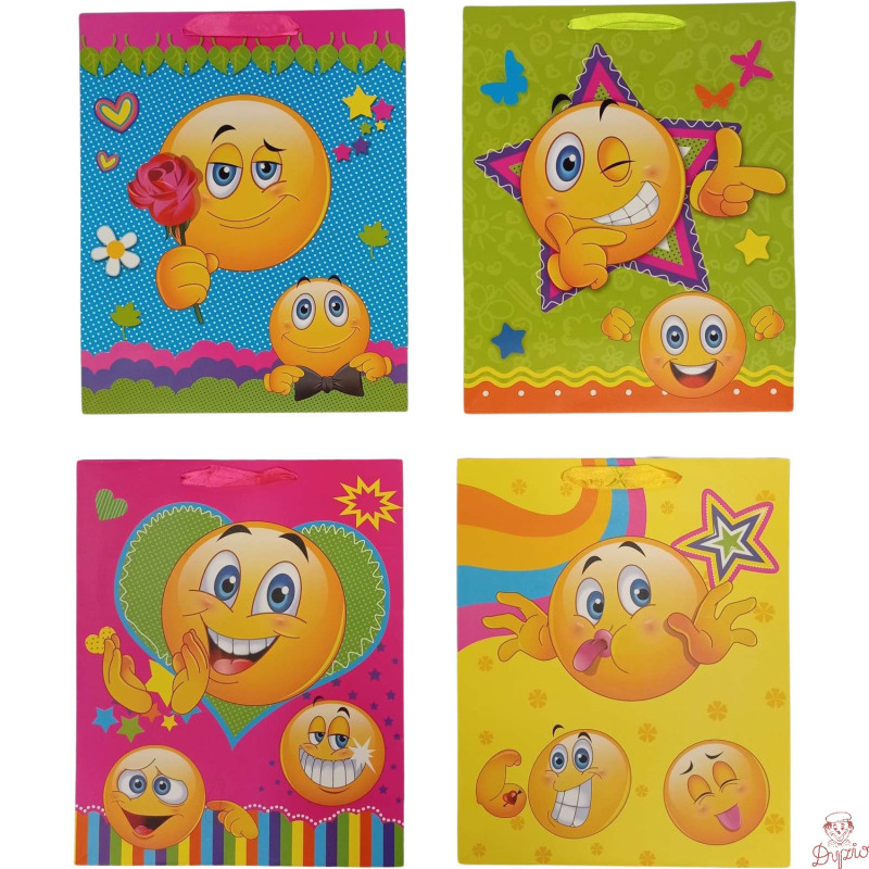Torebka prezentowa dla dzieci EMOJI A4 26x32x12cm ROZETTE