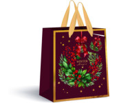 Torebka prezentowa średnia Burgundy Boże Narodzenie 190g 26,5x33x13cm INTERDRUK