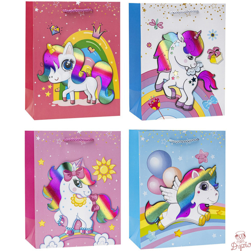 Torebka prezentowa 26x32x10cm dla dzieci JEDNOROŻEC TD-23183-3D-A4 ROZETTE
