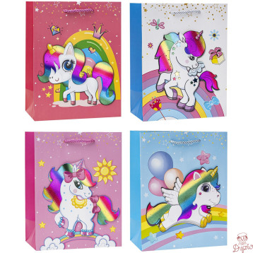 Torebka prezentowa 26x32x10cm dla dzieci JEDNOROŻEC TD-23183-3D-A4 ROZETTE