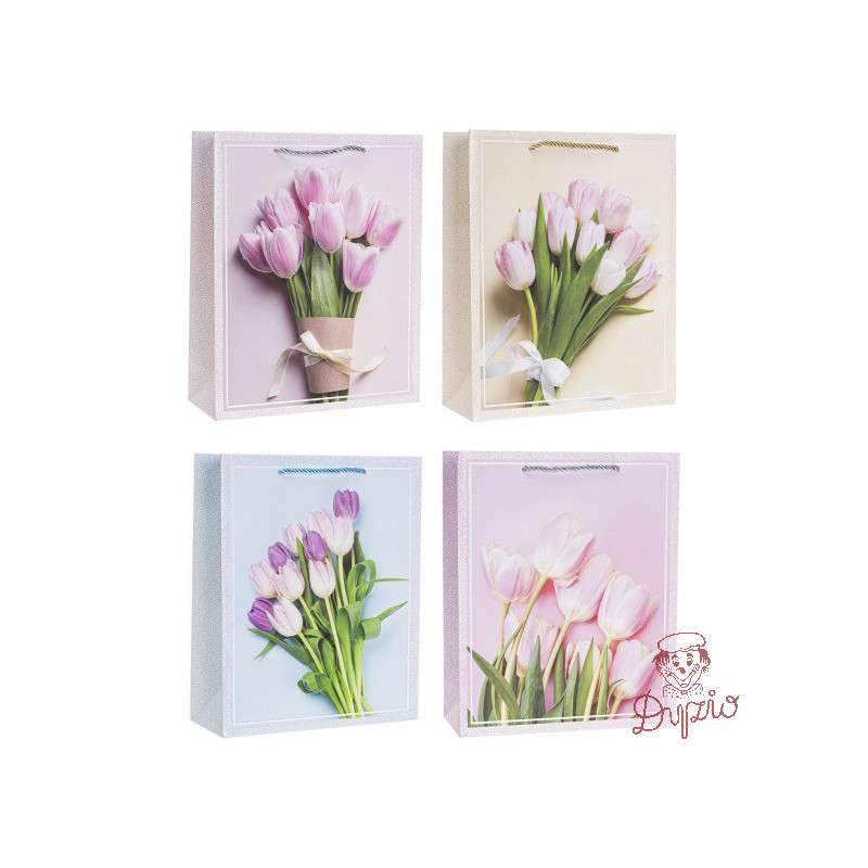 Torebka prezentowa 26x32x10cm tulipany TK-24023-GL-A4 ROZETTE