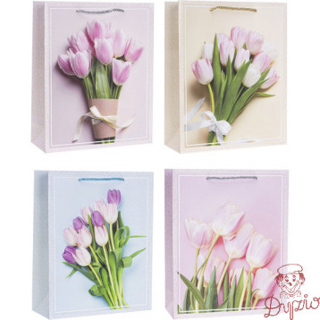 Torebka prezentowa 26x32x10cm tulipany TK-24023-GL-A4 ROZETTE