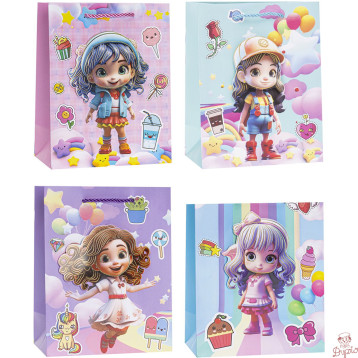Torebka prezentowa 26x32x10cm dla dziewczynek TD-24081-3D-A4 ROZETTE