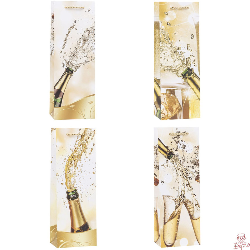 Torebka prezentowa 12x35x9cm na butelkę TBF-24159-BB ROZETTE