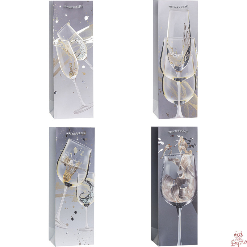 Torebka prezentowa 12x36x9cm na butelkę TBF-24014-HS-BB ROZETTE