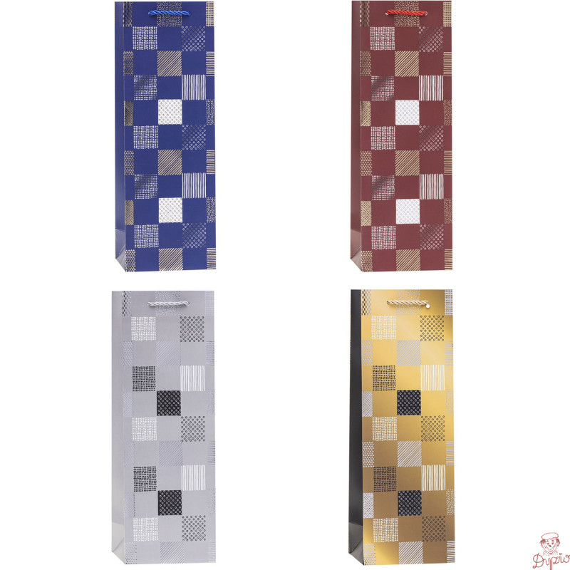 Torebka prezentowa 12x35x9cm na butelkę TBG-23162-HS-BB ROZETTE