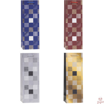 Torebka prezentowa 12x35x9cm na butelkę TBG-23162-HS-BB ROZETTE