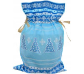 Worek upominkowy materiałowy jasno niebieski CHOINKA + PŁATKI ŚNIEGU 30x45cm PaKaDo