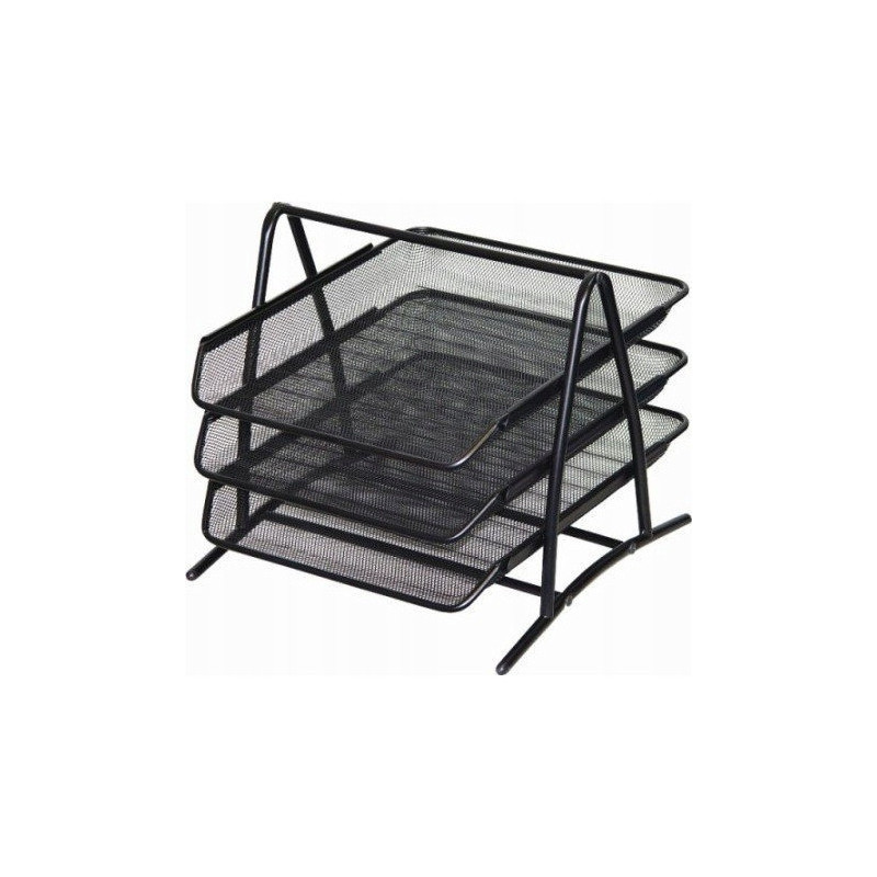Półka na dokumenty NATUNA A4 siatka czarna (3szt) 350x300x275mm