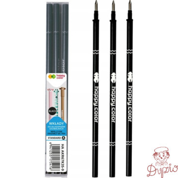 Wkłady do długopisu usuwalnego A 0.5mm czarny (3) AKR67K35-9 Happy Color