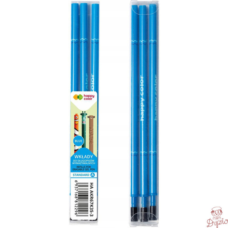 Wkłady do długopisu wymazywalnego (3szt) niebieski AKR67K35-3 HAPPY COLOR