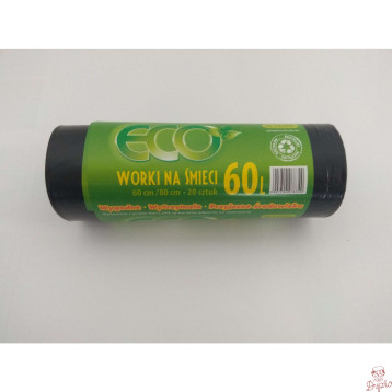 Worki na śmieci 60L LDPE czarne (20szt) 60cm/80cm
