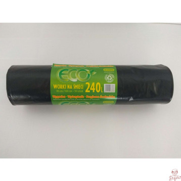 Worki na śmieci 240L 50mic LDPE czarne (10szt) 90cm/140cm