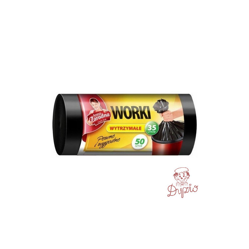 Worki na śmieci 35L wytrzymałe HDLD (50szt) czarne ANNA ZARADNA WNS0516/40