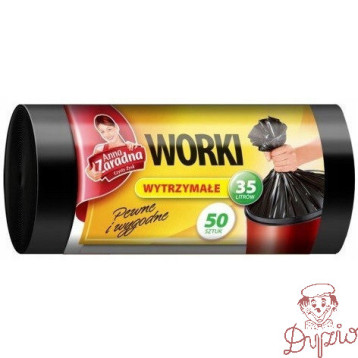 Worki na śmieci 35L wytrzymałe HDLD (50szt) czarne ANNA ZARADNA WNS0516/40