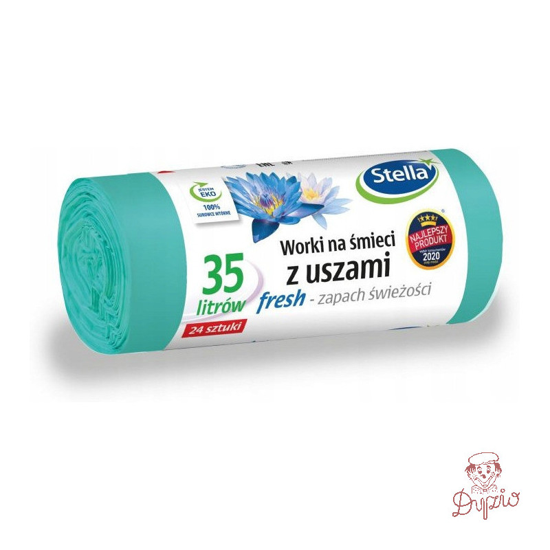 Worki na śmieci 35L z uszami wytrzymałe (24szt) zielone (LDPE) świeży zapach WNS-3881V1 STELLA