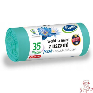 Worki na śmieci 35L z uszami wytrzymałe (24szt) zielone (LDPE) świeży zapach WNS-3881V1 STELLA