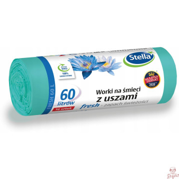 Worki na śmieci 60L z uszami wytrzymałe (16szt) zielone (LDPE) świeży zapach ST1-WNS-3898V1 STELLA