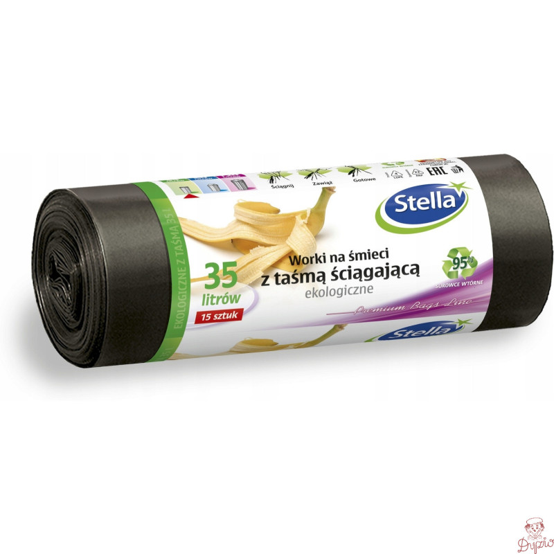 Worki na śmieci 35L LDPE ekologiczne z taśmą (15szt) STELLA WNS-4249