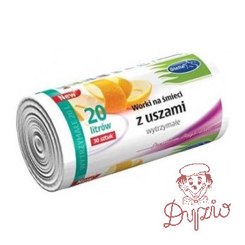 Worki na śmieci 20L z uszami wytrzymałe (30szt) białe (HD-LD) STELLA WNS-9701V1
