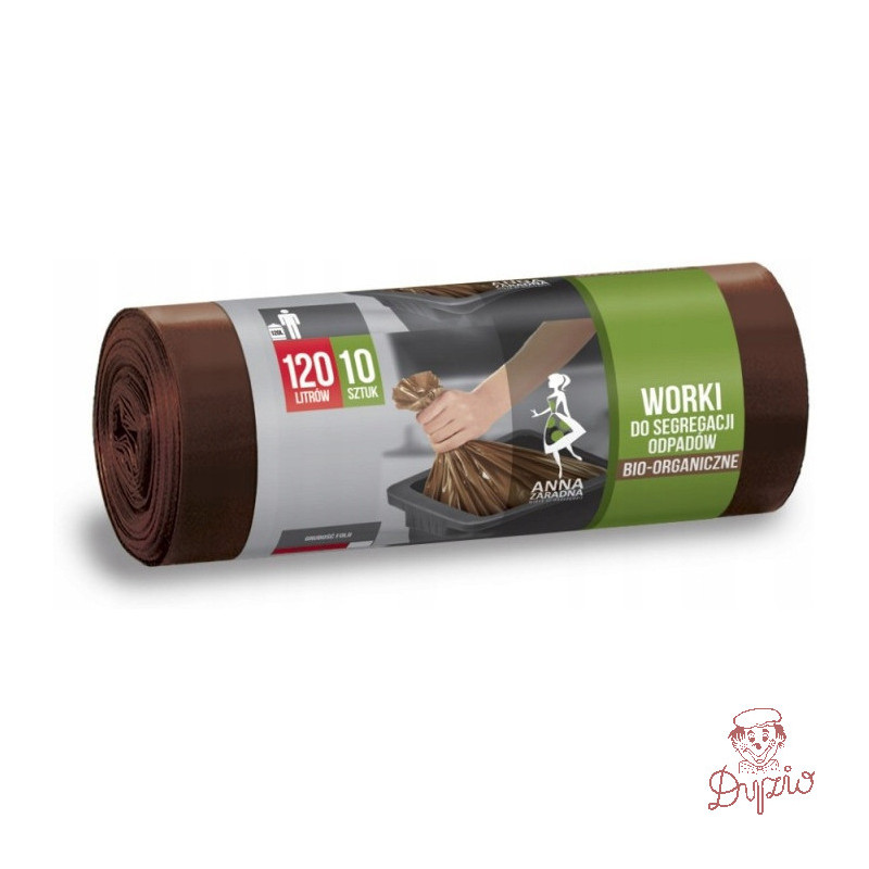 Worki do segregacji odpadów BIO 120L 10szt brązowe WNS-7027V1