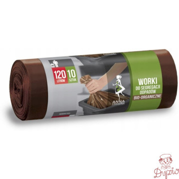 Worki do segregacji odpadów BIO 120L 10szt brązowe WNS-7027V1