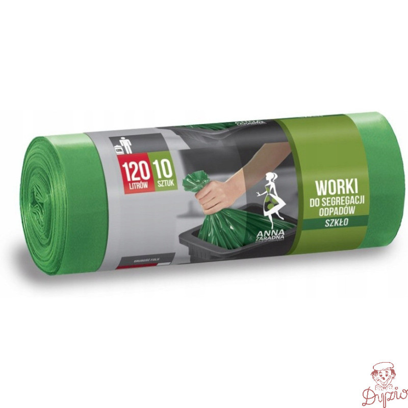 Worki do segregacji odpadów SZKŁO 120L 10szt zielone WNS-7072V1