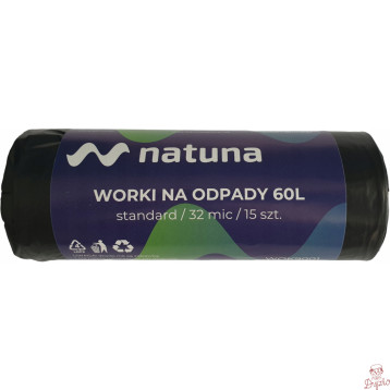 Worki na śmieci 60L 32mic LDPE standard NATUNA (15szt)