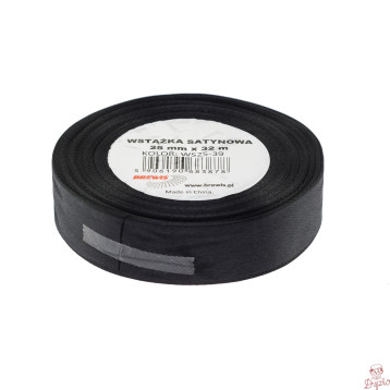 Wstążka satynowa 25mm/32m czarna BREWIS