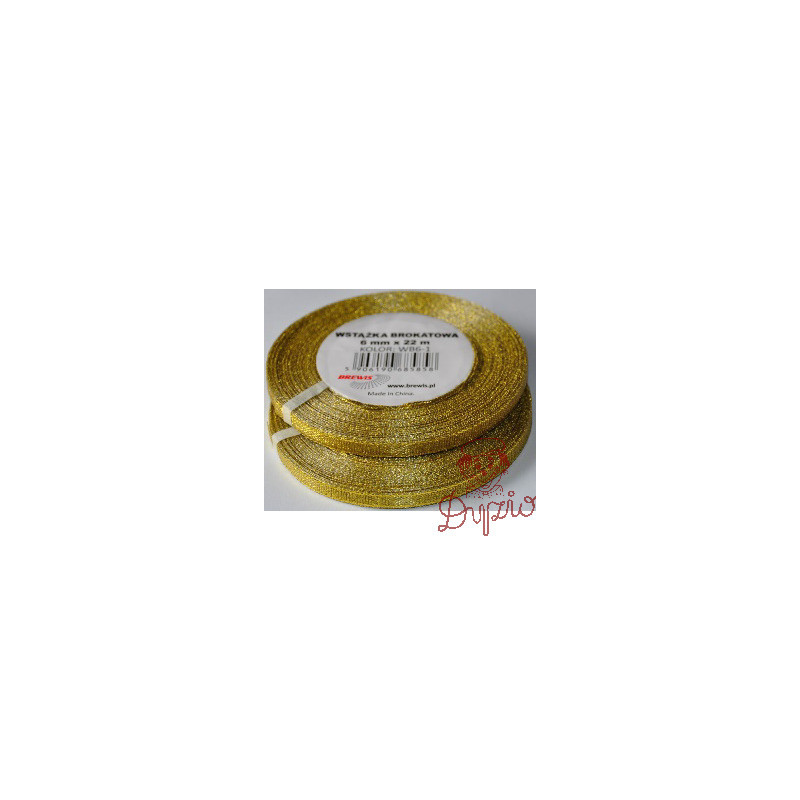 Wstążka brokatowa złota 6mm WB6-1 BREWIS