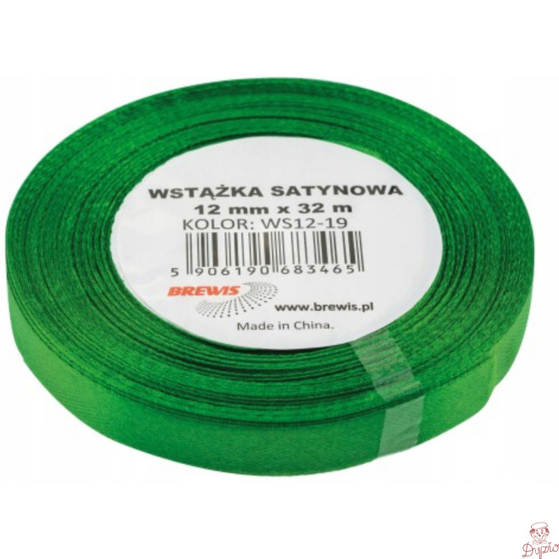 Wstążka satynowa 12mm/32m ws12-19 zielona BREWIS