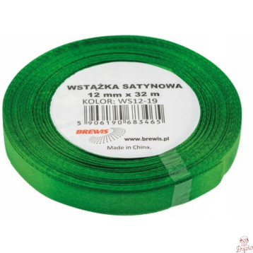 Wstążka satynowa 12mm/32m ws12-19 zielona BREWIS