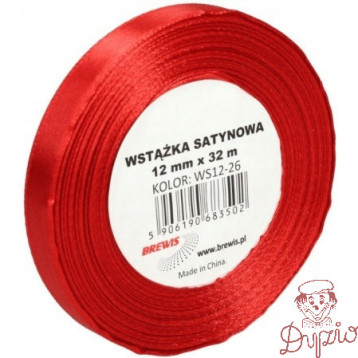 Wstążka satynowa 12mm/32m czerwona WS12-26 BREWIS