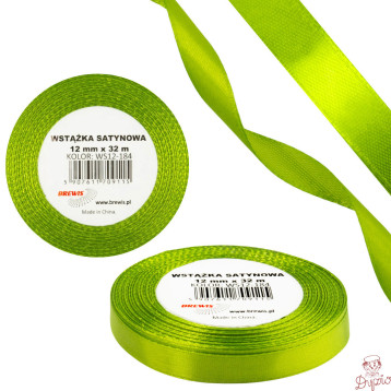 Wstążka satynowa 12mm/32m WS12-184 zieleń wiosenna BREWIS