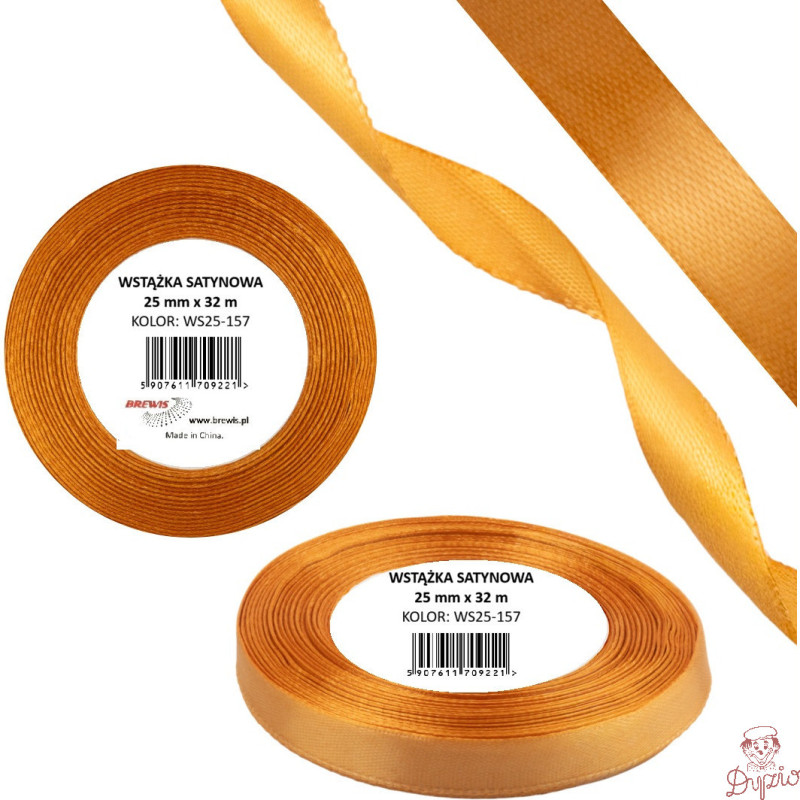 Wstążka satynowa 25mm/32m WS25-157 nagietkowy BREWIS
