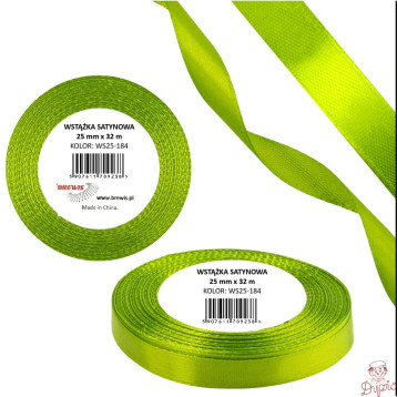 Wstążka satynowa 25mm/32m WS25-184 zieleń wiosenna BREWIS