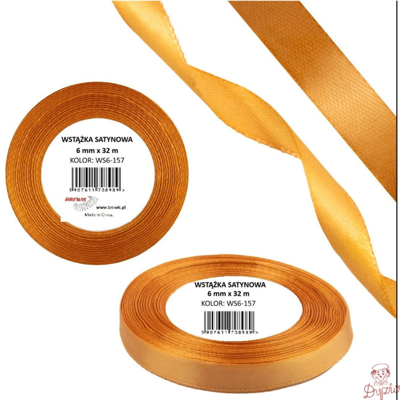Wstążka satynowa 6mm/32m WS6-157 nagietkowy BREWIS