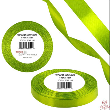 Wstążka satynowa 6mm/32m WS6-184 zieleń wiosenna BREWIS