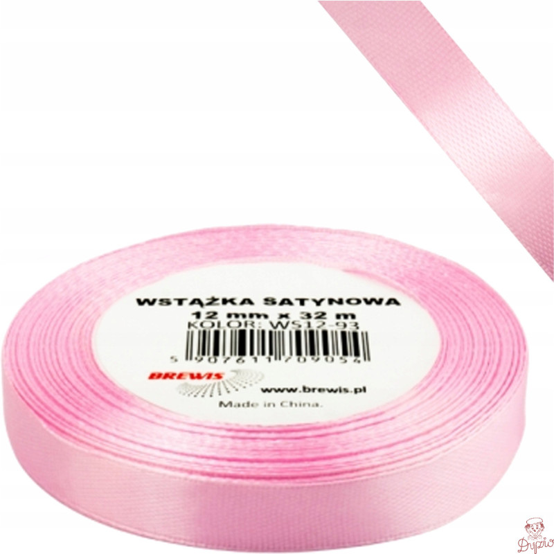 Wstążka satynowa 12mm/32m WS12-93 dziecięcy różowy BREWIS