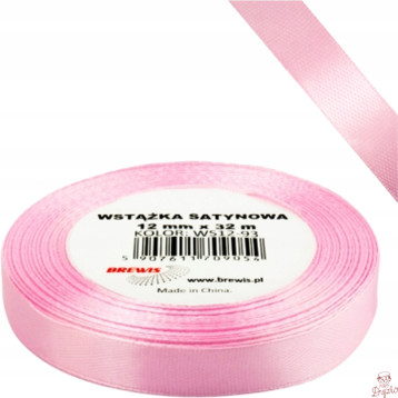 Wstążka satynowa 12mm/32m WS12-93 dziecięcy różowy BREWIS