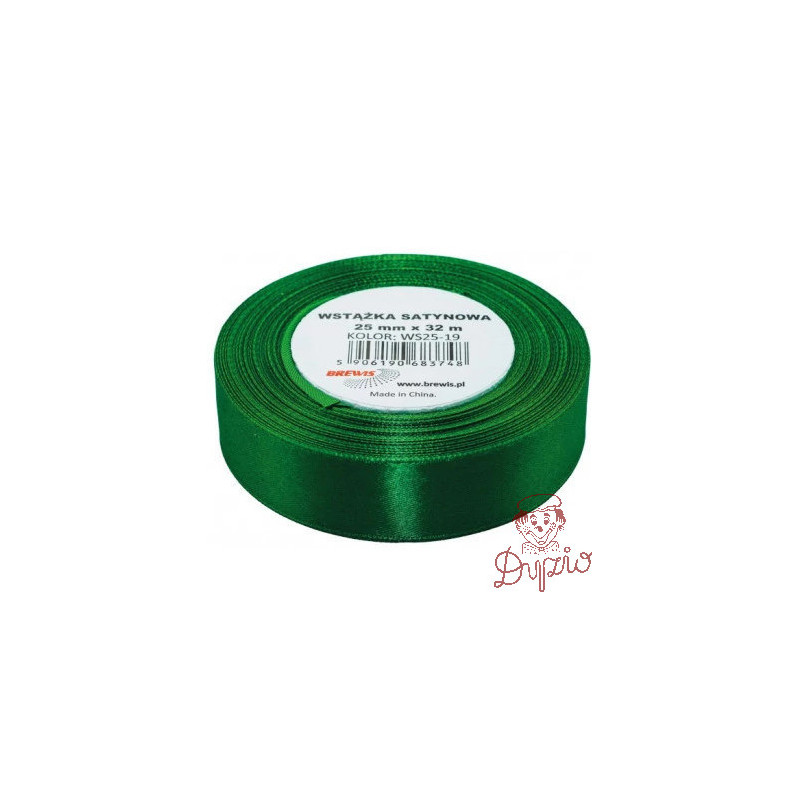 Wstążka satynowa 25mm/32m 19 zielona BREWIS