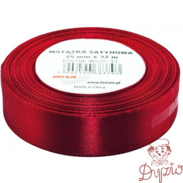 Wstążka satynowa 25mm/32m c.czerwony 33 BREWIS