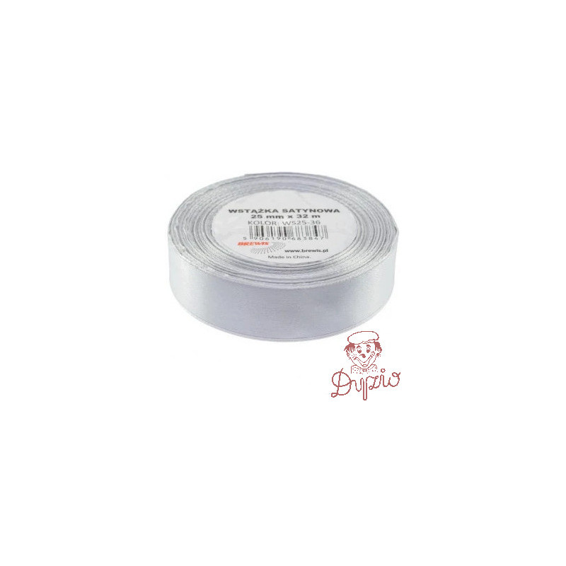 Wstążka satynowa 25mm/32m szary/platynowy BREWIS