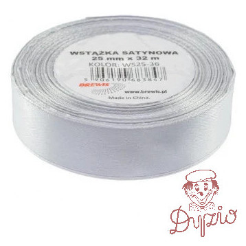 Wstążka satynowa 25mm/32m szary/platynowy BREWIS