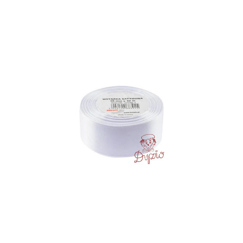 Wstążka satynowa 38mm/32m 1 biała BREWIS