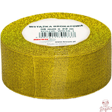 Wstążka brokatowa 38mm złota WB38-1 BREWIS