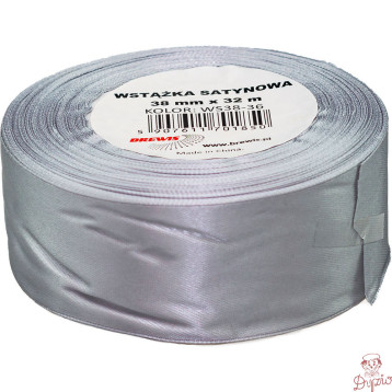 Wstążka satynowa 38mm/32 srebrna BREWIS