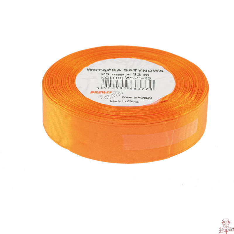 Wstążka satynowa 25mm/32m pomarańczowa BREWIS