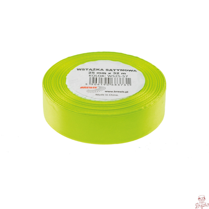 Wstążka satynowa 25mm/32m limonka BREWIS